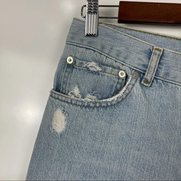 ASOS Denim Distressed Button Fly Straight Leg Crop Mom Jeans Sz 25 - Picture 8 of 11